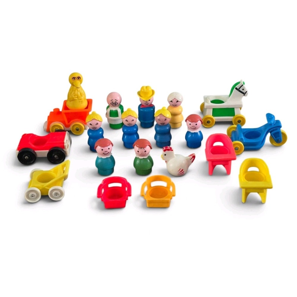 Vintage Fisher Price Little People Lot Bird Bird Sesame Street Vehicles Figures